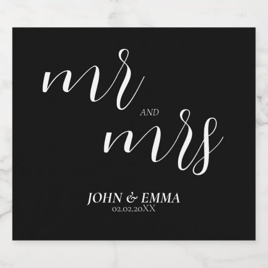 Elegant zwart-wit bruiloft thema bier etiket (Enkel label)