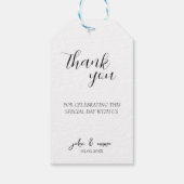 Elegant zwart-wit bruiloft thema cadeaulabel (Achterkant)