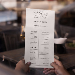 Elegant zwart-wit bruiloft thema programmakaart