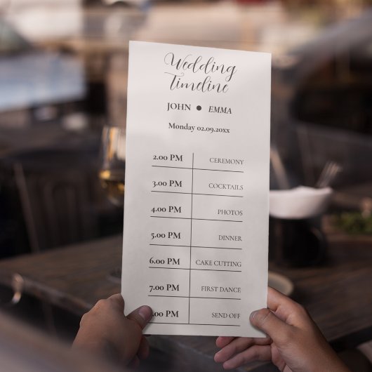 Elegant zwart-wit bruiloft thema programmakaart