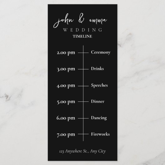 Elegant zwart-wit bruiloft thema programmakaart (Voorkant)
