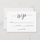 Elegant zwart-wit bruiloft thema RSVP kaartje (Voorkant)
