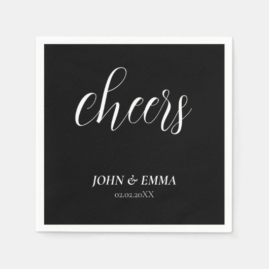 Elegant zwart-wit bruiloft thema servet (Voorkant)