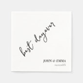 Elegant zwart-wit bruiloft thema servet (Voorkant)