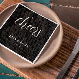 Elegant zwart-wit bruiloft thema servet