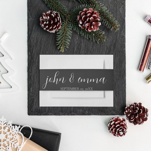 Elegant zwart-wit bruiloft thema uitnodigingen wikkel