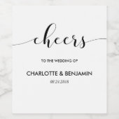 Elegant zwart-wit bruiloft wijn label wijn etiket (Enkel label)