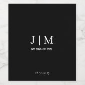 Elegant zwart-wit bruiloft wijnlabel wijn etiket (Enkel label)