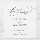 Elegant zwart-wit bruiloft wijnlabel wijn etiket (Enkel label)