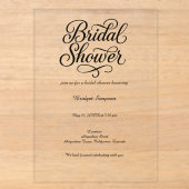 Elegant zwart-wit bruiloftsfeestscript acryl uitnodigingen (Voorkant)