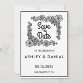 Elegant zwart wit bruinbruin bruiloft Bewaar datum Kaart (Voorkant)