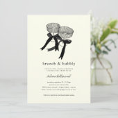 Elegant zwart wit Brunch Bubbly Vrijgezellenfeest Kaart (Staand voorkant)