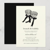 Elegant zwart wit Brunch Bubbly Vrijgezellenfeest Kaart (Voorkant / Achterkant)