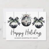 Elegant Zwart Wit Business Logo Christmas Feestdagenkaart (Voorkant)