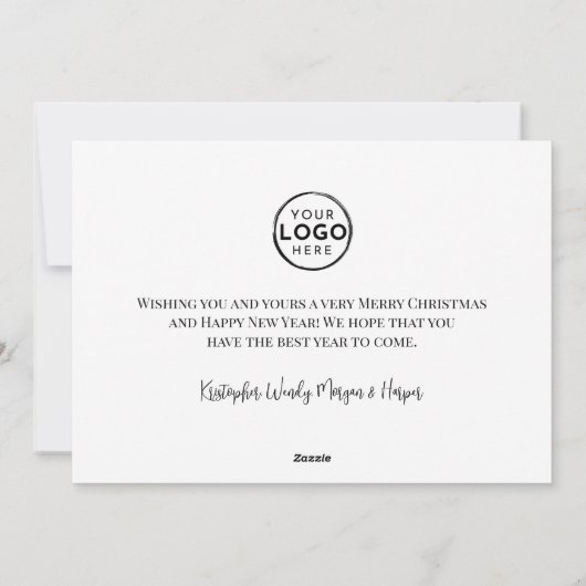 Elegant Zwart Wit Business Logo Christmas Feestdagenkaart (Achterkant)