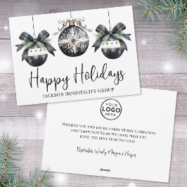 Elegant Zwart Wit Business Logo Christmas Feestdagenkaart