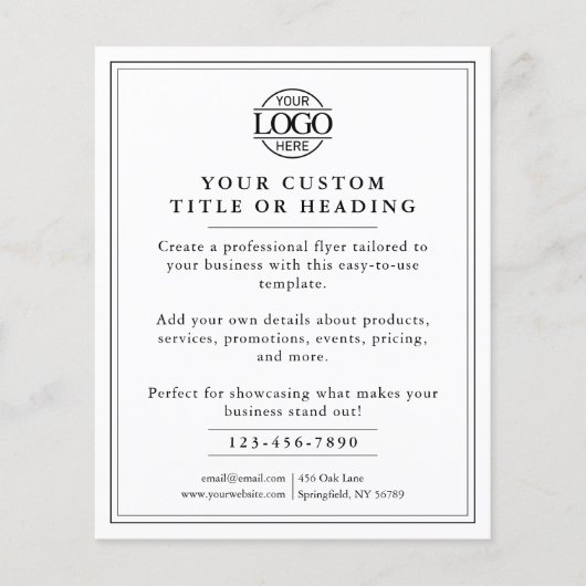 Elegant zwart-wit Business Logo Promotional Flyer (Voorkant)