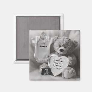 Elegant zwart-wit cadeau voor zwangerschapsaankond magneet