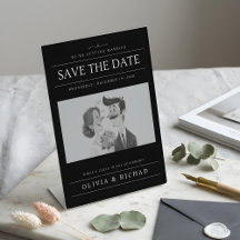 Elegant zwart-wit cartoon koppel bruiloft