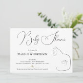 Elegant Zwart & Wit Cat Lover Baby shower Kaart (Staand voorkant)
