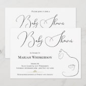 Elegant Zwart & Wit Cat Lover Baby shower Kaart (Voorkant / Achterkant)