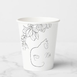 Elegant Zwart & Wit Cat Lover Baby shower Papieren Bekers