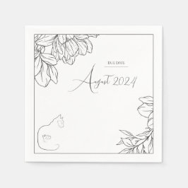Elegant Zwart & Wit Cat Lover Baby shower Servet