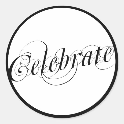 Elegant Zwart & Wit Celebrate Stickers (Voorkant)