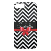 Elegant zwart wit chevron rode boog monogram Case-Mate iPhone case (Achterkant)