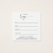 Elegant Zwart Wit Chique Logo Haar Salon Gift Kaar Vierkante Visitekaartjes (Achterkant)