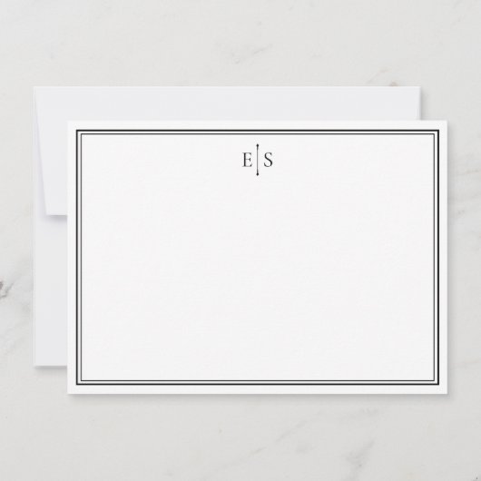 Elegant zwart-wit chique monogram notitiekaartje (Achterkant)