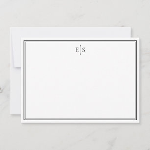 Elegant zwart-wit chique monogram notitiekaartje