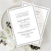Elegant Zwart Wit Classic Script Details Huwelijk Kaart