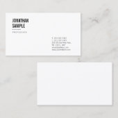 Elegant Zwart-wit Clean Design Modern Plain Visitekaartje (Voorkant / Achterkant)