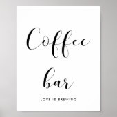 Elegant zwart-wit Coffee bar bruiloft teken Poster (Voorkant)