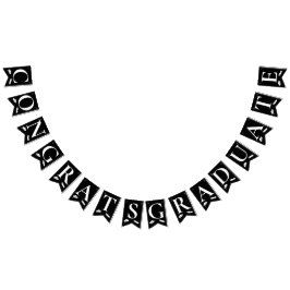 Elegant Zwart Wit Congrats Afstuderen Pet, Diploma Vlaggetjes