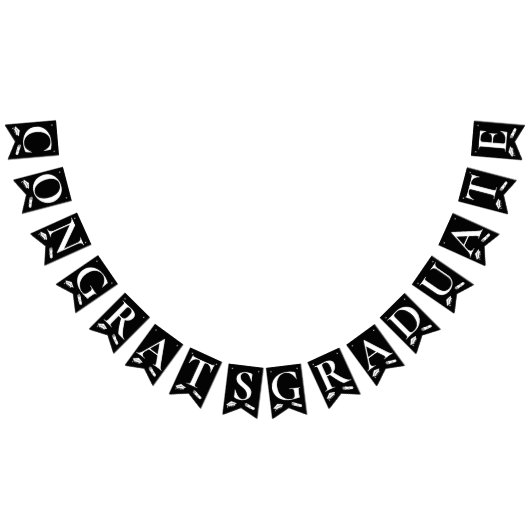 Elegant Zwart Wit Congrats Afstuderen Pet, Diploma Vlaggetjes (Alle)