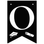 Elegant Zwart Wit Congrats Afstuderen Pet, Diploma Vlaggetjes (Tweede vlag)