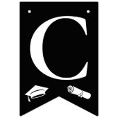 Elegant Zwart Wit Congrats Afstuderen Pet, Diploma Vlaggetjes (Eerste vlag)