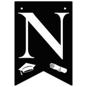 Elegant Zwart Wit Congrats Afstuderen Pet, Diploma Vlaggetjes (Derde vlag)