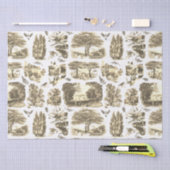 Elegant Zwart Wit Country Toile Beige Tissuepapier (Craft)