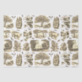 Elegant  Zwart Wit Country Toile Beige Tissuepapier (Voorkant)
