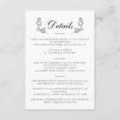 Elegant Zwart & Wit Crest Bruiloft Informatiekaartje (Voorkant)