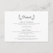 Elegant Zwart & Wit Crest Bruiloft Informatiekaartje (Voorkant)