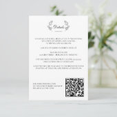 Elegant Zwart & Wit Crest Bruiloft Informatiekaartje (Staand voorkant)