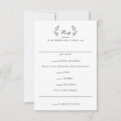 Elegant Zwart & Wit Crest Bruiloft RSVP Kaartje (Voorkant)