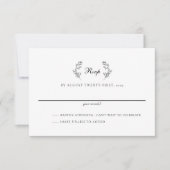 Elegant Zwart & Wit Crest Bruiloft RSVP Kaartje (Voorkant)