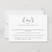 Elegant Zwart & Wit Crest Bruiloft RSVP Kaartje (Voorkant)