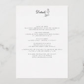 Elegant Zwart & Wit Crest met Details Bruiloft Folie Uitnodiging (Achterkant)