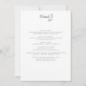 Elegant Zwart & Wit Crest met Details Bruiloft Kaart (Achterkant)